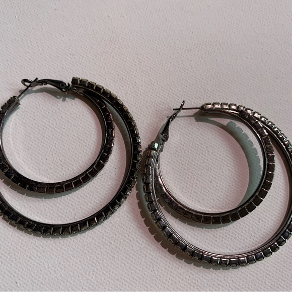 Express Rhinestone Hoops Earrings - Picture 5 of 8